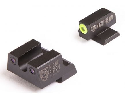 Night Fision Night Sight Set for Canik TP9SFx Handguns, Green with Yellow Square Front, Green with Black U-Notch Rear - CNK-026-007-YGZG