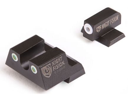 Night Fision Night Sight Set for Canik TP9SF ELITE Handguns, Green with White Square Front, Green with White U-Notch Rear - CNK-027-007-WGWG