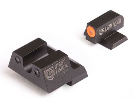 Night Fision Night Sight Set for Canik TP9SF ELITE Handguns, Green with Orange Square Front, Green with Black U-Notch Rear - CNK-027-007-OGZG