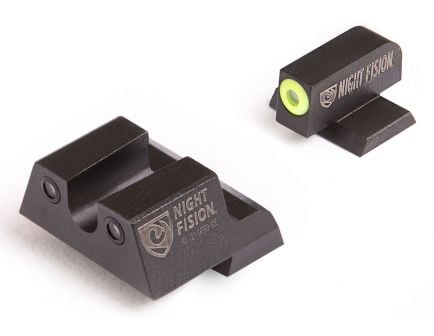 Night Fision Night Sight Set for Canik TP9SF ELITE Handguns, Green with Yellow Square Front, Green with Black U-Notch Rear - CNK-027-007-YGZG