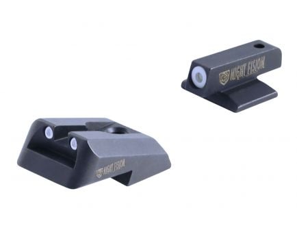 Night Fision Night Sight Set for Novak Cut 1911 Officer Defender Models with Novak, Green with White Square Front/Rear - NVK-052-003-WGWG
