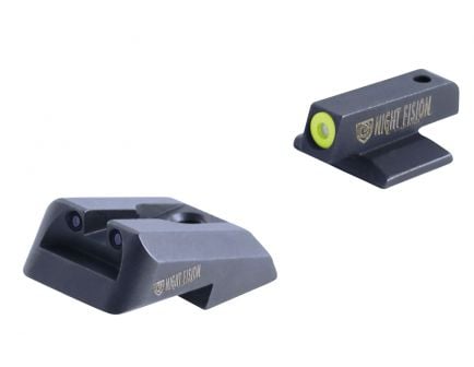 Night Fision Night Sight Set for Novak Cut 1911 Officer Defender Models with Novak, Green with Yellow Square Front, Green with Black Square Rear - NVK-052-003-YGZG