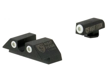 Night Fision Night Sight Set for Glock 17/17L/19/22-28/31-35/37-39 Pistols, Green with White Square Front, Green with White U-Notch Rear - GLK-001-007-WGWG