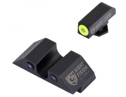 Night Fision Night Sight Set for Glock 17/17L/19/22-28/31-35/37-39 Pistols, Green with Yellow Square Front, Green with Black U-Notch Rear - GLK-001-007-YGZG