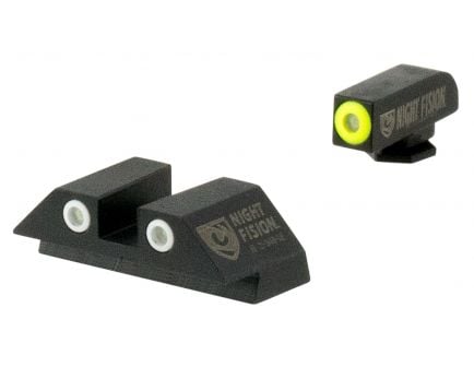 Night Fision Night Sight Set for Glock 20/21/29/30/31/32/36/40/41 Pistols, Green with Yellow Square Front, Green with White Square Rear - GLK-002-003-YGWG