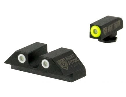 Night Fision Night Sight Set for Glock 20/21/29/30/31/32/36/40/41 Pistols, Green with Yellow Square Front, Green with White U-Notch Rear - GLK-002-007-YGWG