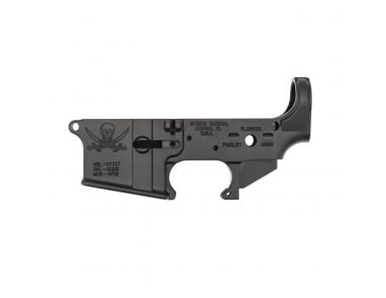 Spikes Tactical Multi-Caliber Color Filled Calico Jack Logo Stripped Lower Receiver, Hardcoat Anodized Black - STLS016-CFA