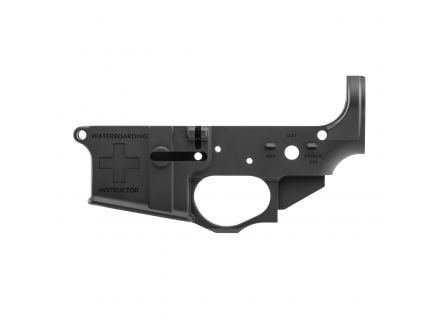 Spikes Tactical Multi-Caliber Waterboarding Instructor Logo Lower Receiver, Hardcoat Anodized Black - STLS033