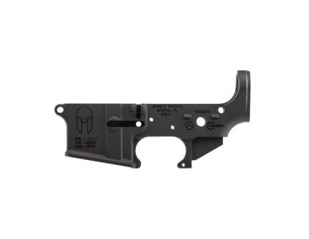 Spikes Tactical Multi-Caliber Spartan Logo Stripped Lower Receiver, Hardcoat Anodized Black - STLS021
