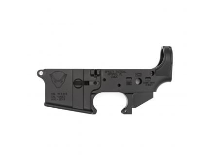 Spikes Tactical Multi-Caliber Honey Badger Logo Stripped Lower Receiver, Hardcoat Anodized Black - STLS020