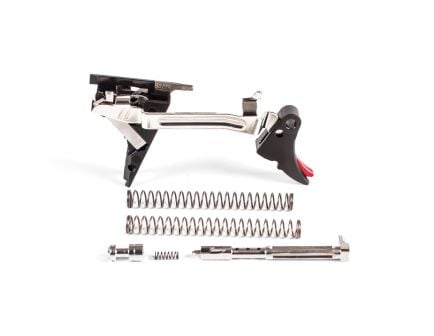 ZevTech Fulcrum Adjustable Curved Drop-in Trigger Ultimate Kit for Glock 17, 19, 26, 34 Gen 4 Pistols, Black/Red - FUL-ADJ-ULT-4G9-B-R