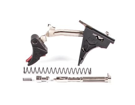 ZevTech Pro Curved Face Drop-in Trigger Ultimate Kit for Glock 17, 19, 26, 34 Gen 4 Pistols, Black/Red - CFT-PRO-ULT-4G9-B-R