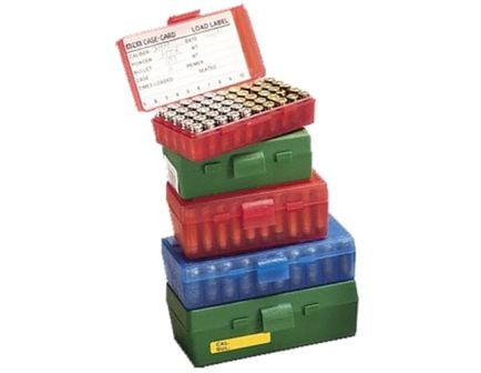 MTM Case Gard P-50 9mm/.30/.32 S&W/.380 ACP/9mm Makarov 50 Round Flip-Top Ammo Box, Green - P509M10