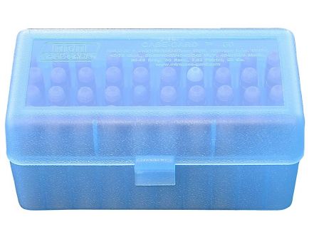 MTM Case Gard R-50 50 Round Ammo Box, 3.08" OAL, Clear Blue - RMLD5024