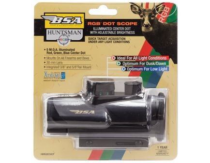 BSA Optics Huntsman 1x30mm Red/Green/Blue Dot Sight - HMRGBD30CP