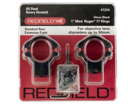 Redfield Ruger 77 1" High Steel 2-Piece Scope Ring, Gloss Black - 47237