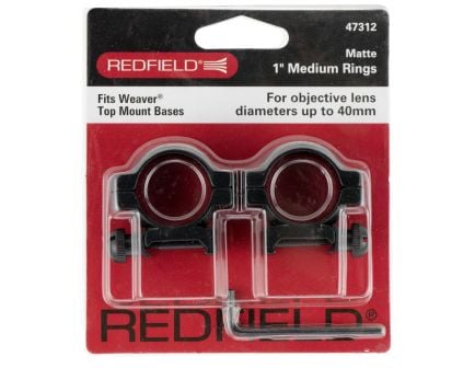 Redfield 1" Medium Aluminum 2-Piece Top Mount Scope Ring, Matte Black - 47312