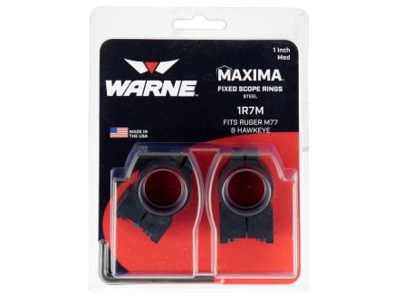 Warne Scope Mounts Maxima Tikka T3 1" High Steel 2-Piece Fixed Scope Ring, Matte Black - 2TM