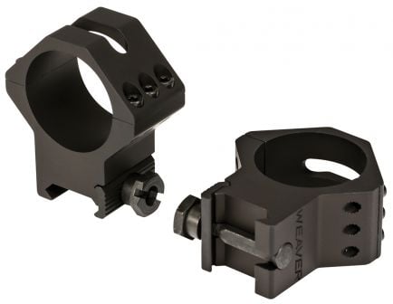 Weaver Tactical Precision 34mm High 7075 T6 Aluminum 2-Piece 6-Hole Quick Detach Picatinny Ring, Anodized Black - 99684