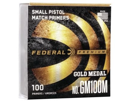 Federal Gold Medal Small Pistol Match Centerfire Primer for 100 Cal Standard Velocity Pistol and Revolver - GM100M