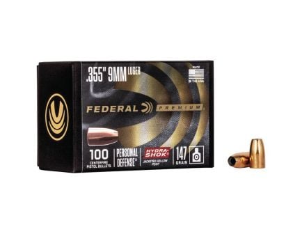 Federal Hydra-Shok Component 9mm 147 gr JHP Bullet, 100/pack - PB9HS147