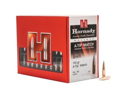Hornady A-TIP Match 6mm 110 gr BT Rifle Bullet, 100/box - 24531