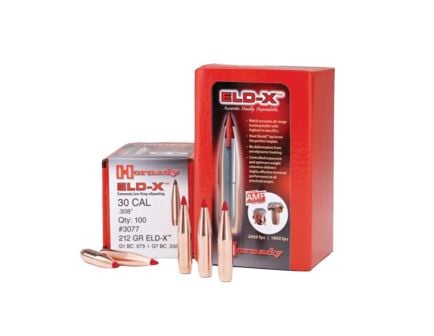 Hornady ELD-X .30 212 gr BT Rifle Bullet, 100/box - 3077