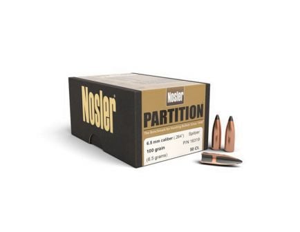 Nosler Partition 6.5mm 100 gr FBSPT Rifle Bullet, 50/box - 16319