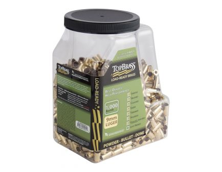 Top Brass Premium Reconditioned 9mm Unprimed Brass Full Length Cartridge Case, 100/pack - 6B9MMLUGXY-M-J