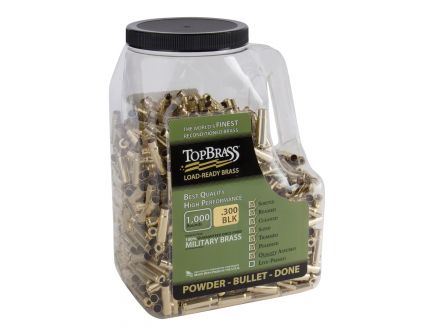 Top Brass Premium Reconditioned .300 Blackout Unprimed Brass Cartridge Case, 1000/pack - 8B300BLKMY-M-J