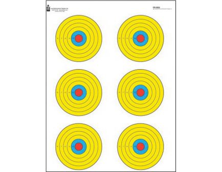 Action Target Law Enforcement 17.5" x 23" High Visibility Fluorescent Bullseye Target, Black/Blue/Red/Yellow, 100/box - PR-BE6-100