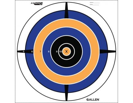 Allen EZ-Aim 12" x 12" Bullseye Target, White/Blue/Orange/Black, 12/pack - 15205