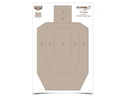 Birchwood Casey EZE-Scorer 12" x 18" Silhouette BC-IPSC Practice Target, Tan, 10/pack - 37206