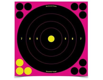 Birchwood Casey Shoot-N-C 8" Self-Adhesive Bullseye Target, Black/Pink/Yellow, 30/pack - 34828