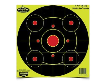 Birchwood Casey Dirty Bird 12" Bullseye Target, Black/Yellow/Red, 25/pack - 35925