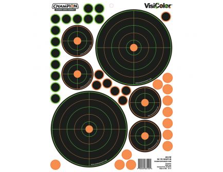 Champion VisiColor 8.5" x 11.5" Self-Adhesive 50 yd Sight-In Target, Orange/Black, 5/pack - 46138