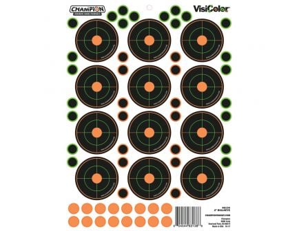 Champion VisiColor 8.5" x 11.5" Self-Adhesive 2" Bullseye Target, Orange/Black, 5/pack - 46134