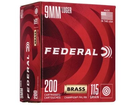 Federal Champion 115 gr FMJ 9mm Ammo, 200/pack - WM51992