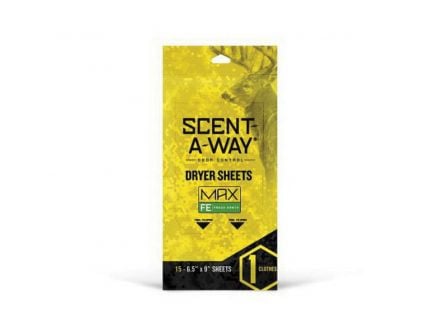Hunter's Specialties Scent-A-Way Odor Eliminator Fresh Earth Dryer Sheets, 6.5" x 9", 15/pack - 07708