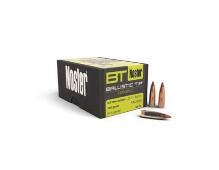 Nosler Ballistic Tip Hunting 6.5mm 100 gr SBT Rifle Bullet, 50/box - 26100