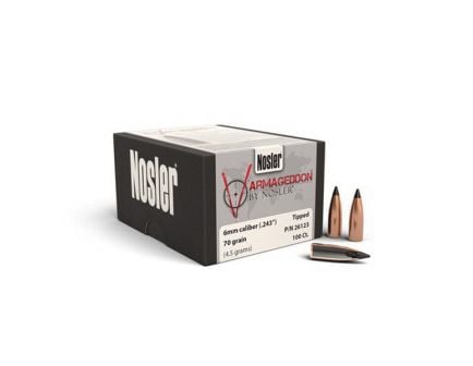 Nosler Varmageddon 6mm 70 gr FBTP Rifle Bullet, 100/box - 26123