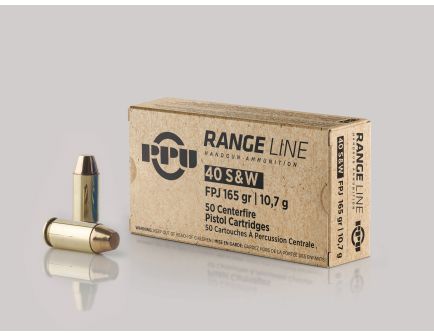 Prvi Partizan Range Line 165 gr FMJ .40 S&W Ammo, 50/box - PPR40