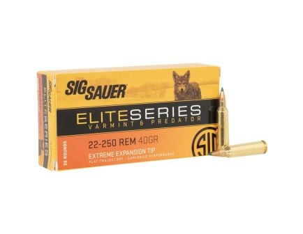 Sig Sauer Varmint and Predator .22-250 Remington 40 gr PTBT 20rds Rifle Ammo for Effective Varmint Hunting - E225VP4020
