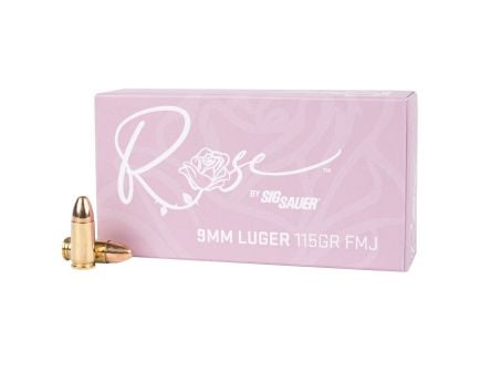 Sig Sauer Rose 9mm 115 gr FMJ 50rds Handgun Ammo for Reliable and Accurate Practice - E9MMB1ROSE50