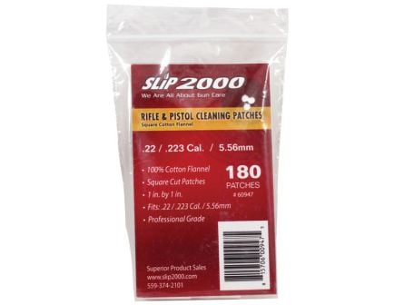 Slip 2000 Square Flannel Patches, .22/.223/5.56mm, 180/pack - 60947