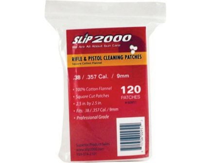 Slip 2000 Square Flannel Patches, .38/.357/9mm/10mm, 120/pack - 60951