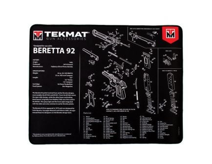 TekMat Beretta 92 Ultra Premium Gun Cleaning Mat, 20" W x 15" Hx 0.25" T, Black/White - R20-BER92