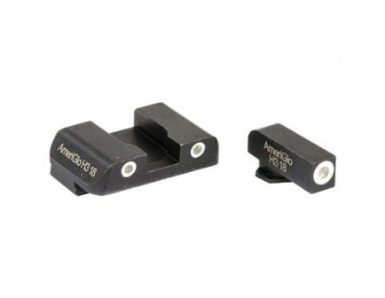 AmeriGlo Classic Front And Rear Green Night Sights With White Outline For 9/40/357 Double Stack Glocks - 227