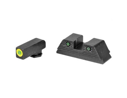 AmeriGlo Trooper Glock 20/21/29/30/31/32/36/40/41 Night Sight Set, Green Front Green Tritium Serrated Rear - GL-820