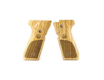 Beretta 92/96 Series Oval Checkered Wood Grips With Trident, Walnut - E00219